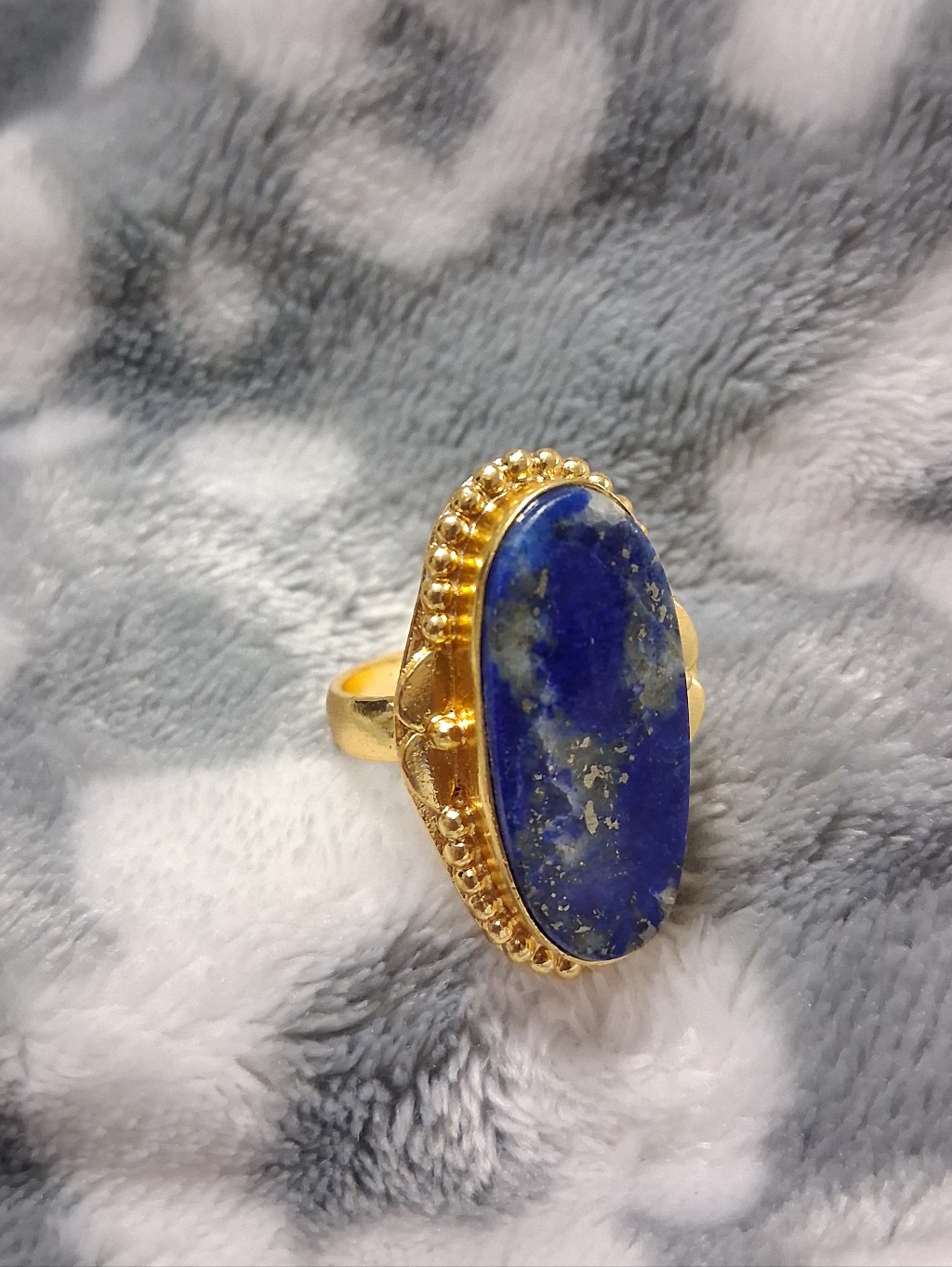 Gold Plated Lapis Lazuli Statement Ring - Blue — image 7 of 8